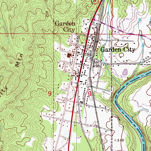 Topographic Map of Garden City Volunteer Fire Department, AL