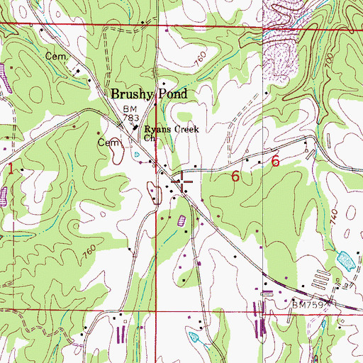 Topographic Map of Bremen Volunteer Fire Department Station 1, AL