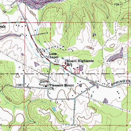 Topographic Map of Pine Mountain Volunteer Fire and Emergency Medical Services Station 1, AL