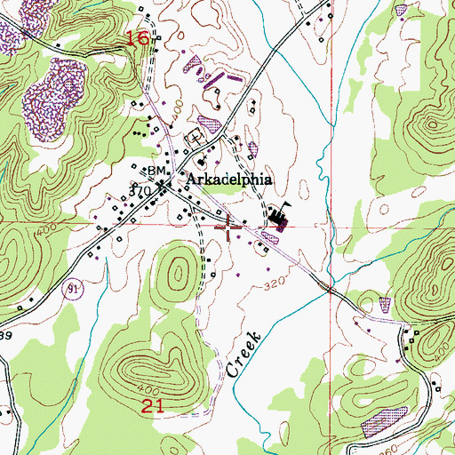 Topographic Map of Arkadelphia Volunteer Fire Department Station 1, AL