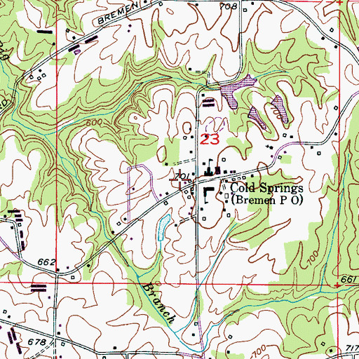 Topographic Map of Cold Springs Volunteer Fire Department Station 1, AL