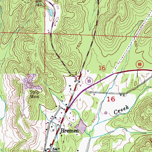 Topographic Map of Bremen Volunteer Fire Department Station 2, AL