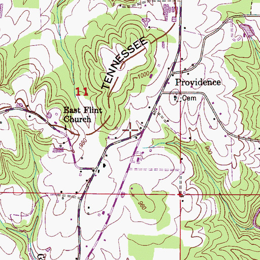 Topographic Map of Vinemont - Providence Volunteer Fire Department Station 1, AL