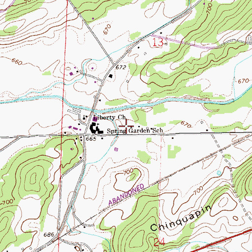 Topographic Map of Spring Garden Volunteer Fire Department, AL