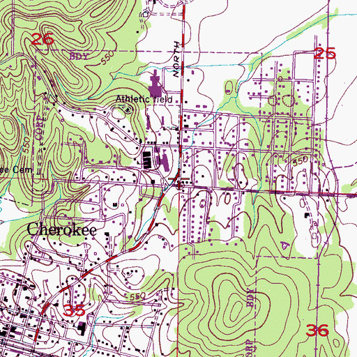 Topographic Map of Cherokee Volunteer Fire Department, AL