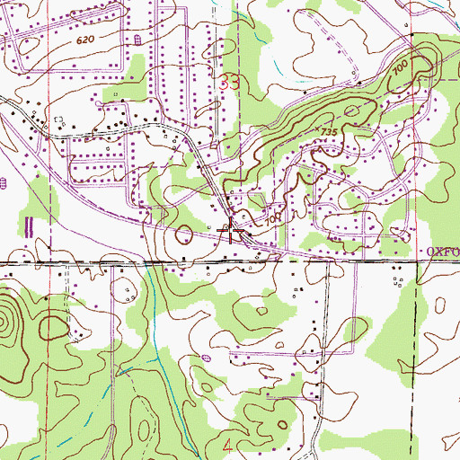 Topographic Map of Oxford Fire Department Station 2, AL