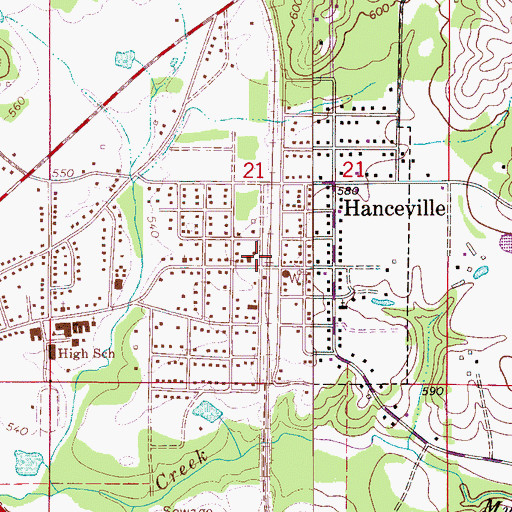 Topographic Map of Hanceville Fire and Rescue Station 2, AL