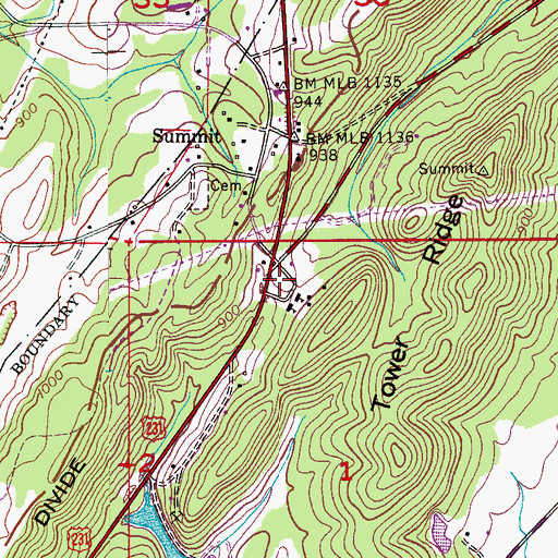 Topographic Map of Summit Volunteer Fire and Rescue, AL