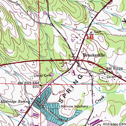 Topographic Map of Brooksville Volunteer Fire and Rescue, AL