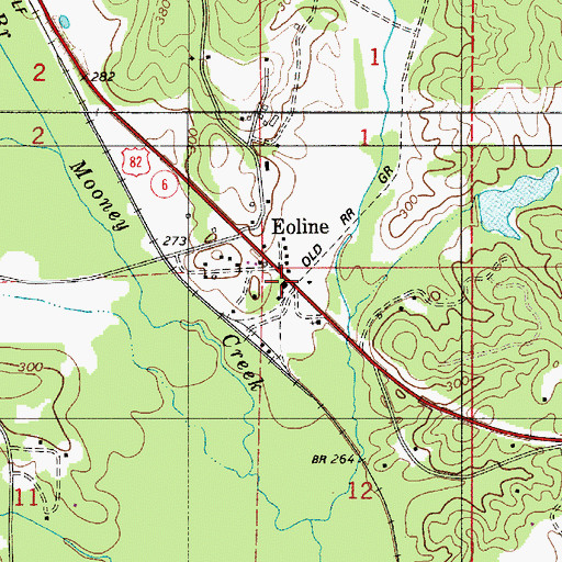 Topographic Map of Eoline Volunteer Fire Department Station 1, AL
