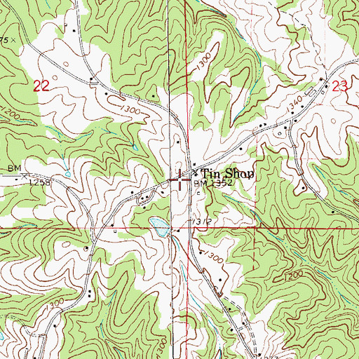 Topographic Map of Tin Shop Volunteer Fire Department, AL
