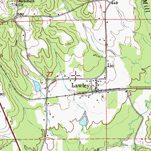 Topographic Map of Lawley Volunteer Fire Department Station 1, AL