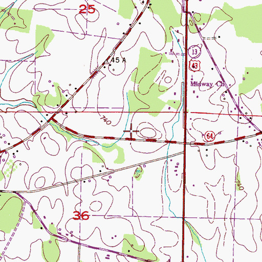 Topographic Map of Greenhill Volunteer Fire Department Station 2, AL