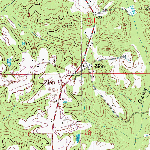 Topographic Map of Zion Volunteer Fire Department, AL