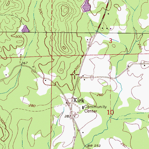 Topographic Map of Kirk Volunteer Fire Department, AL