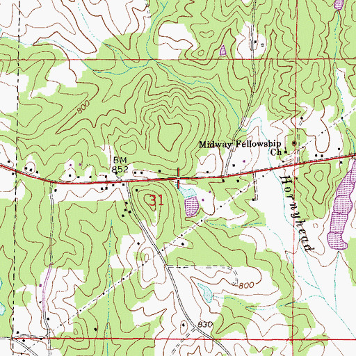 Topographic Map of Dickert Volunteer Fire Department, AL