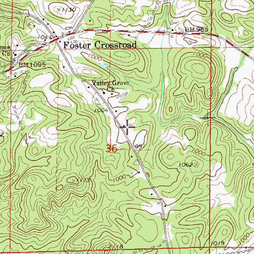 Topographic Map of Fosters Crossroads Volunteer Fire Department, AL