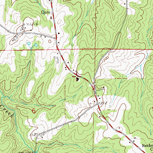 Topographic Map of Bethel East Volunteer Fire Department Station 14, AL