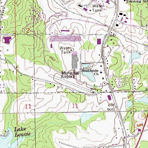 Topographic Map of Roanoke Fire Department Station 2, AL