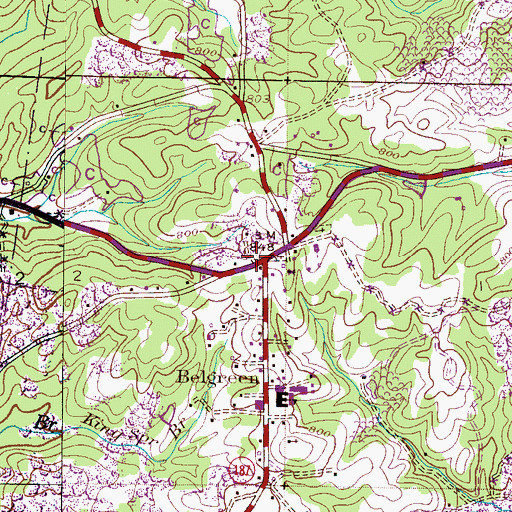 Topographic Map of Belgreen Fire Protection District, AL