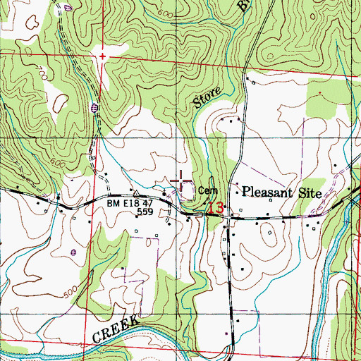 Topographic Map of Pleasant Site Fire Protection Authority, AL