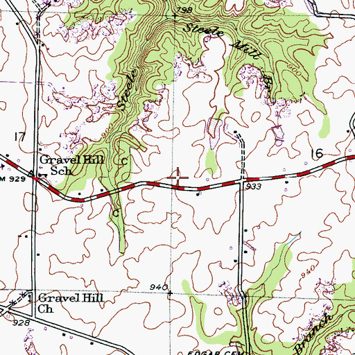 Topographic Map of Gravel Hill Volunteer Fire Department, AL