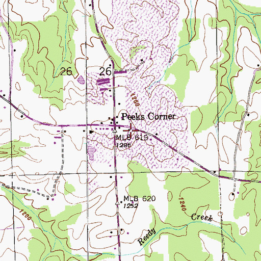 Topographic Map of Peeks Corner Fire Protection Authority, AL
