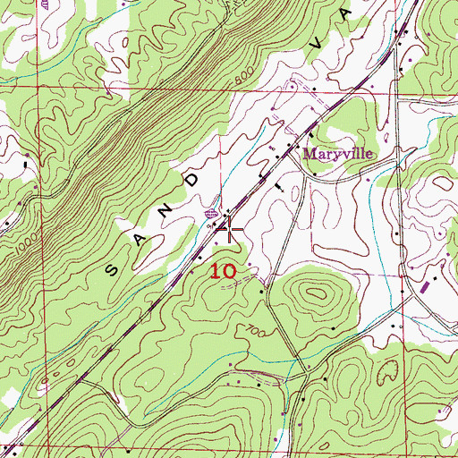 Topographic Map of Sand Valley Volunteer Fire Department, AL