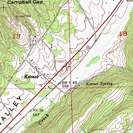 Topographic Map of Keener Volunteer Fire Department, AL