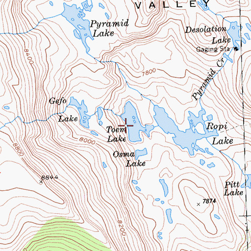 Topographic Map of Toem Lake, CA