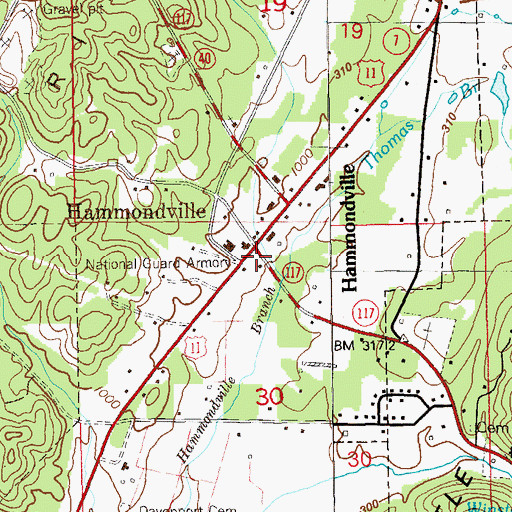Topographic Map of Hammondville Volunteer Fire Department, AL