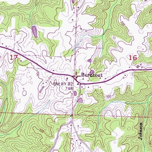 Topographic Map of Burntout - Halltown Volunteer Fire Department, AL