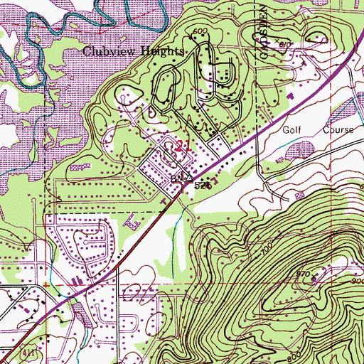 Topographic Map of Gadsden Fire Department Station 8, AL