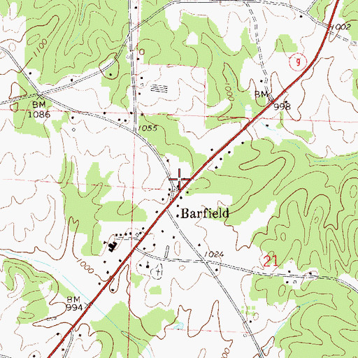 Topographic Map of Barfield Volunteer Fire Department, AL