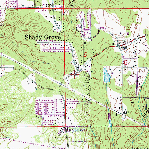 Topographic Map of Shady Grove Volunteer Fire Department, AL