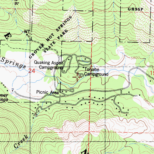 Topographic Map of Toiyabe Campground, CA