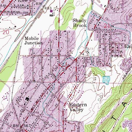 Topographic Map of Eastern Valley Volunteer Fire Department, AL