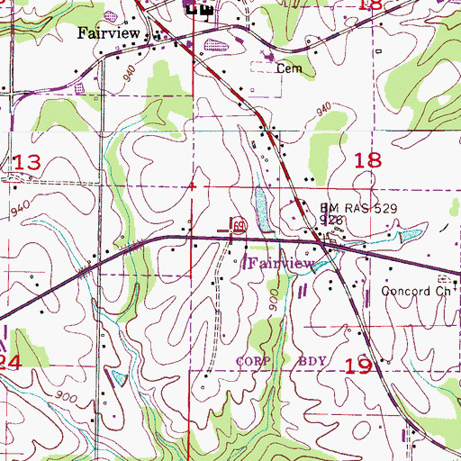 Topographic Map of Fairview Volunteer Fire and Rescue Station 1, AL
