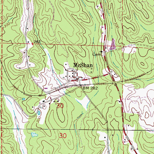 Topographic Map of McShan Volunteer Fire Department, AL