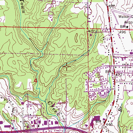 Topographic Map of Jasper Fire Department Station 2, AL