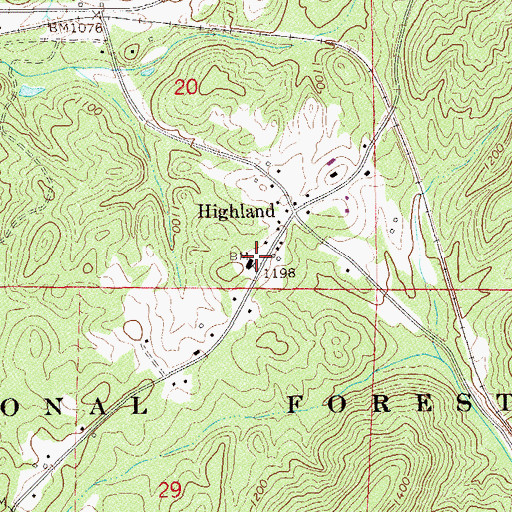 Topographic Map of Coppermine Volunteer Fire Department, AL