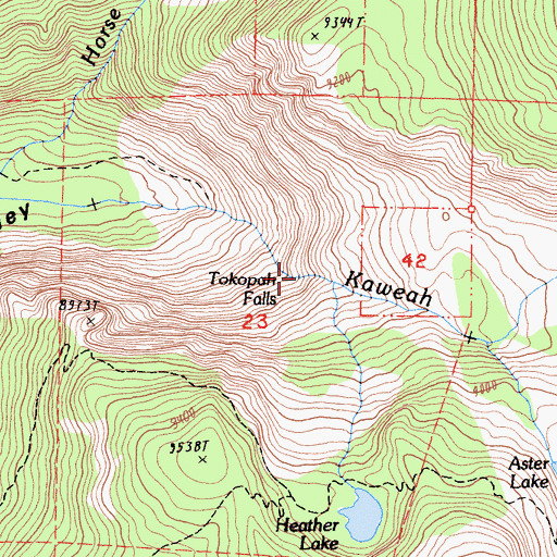 Topographic Map of Tokopah Falls, CA