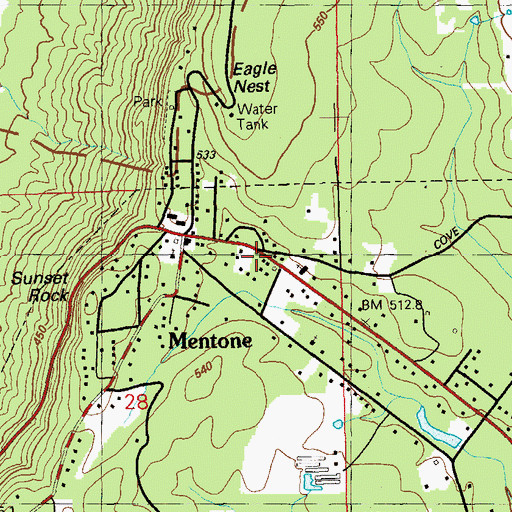 Topographic Map of Mentone Fire Department, AL