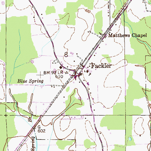 Topographic Map of Fackler Volunteer Fire Department, AL
