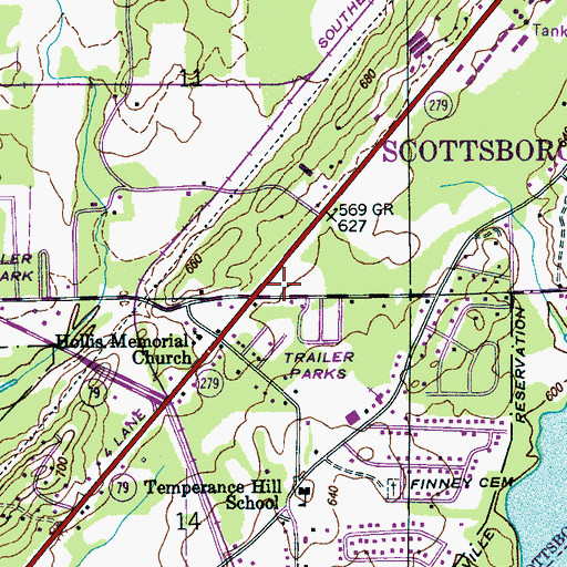 Topographic Map of Scottsboro Fire Department Station 2, AL