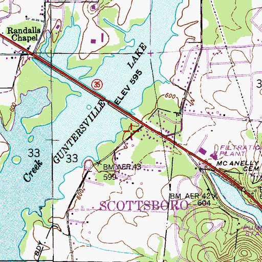 Topographic Map of Scottsboro Fire Department Station 3, AL