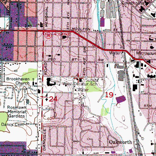 Topographic Map of Decatur Fire and Rescue Station 4, AL