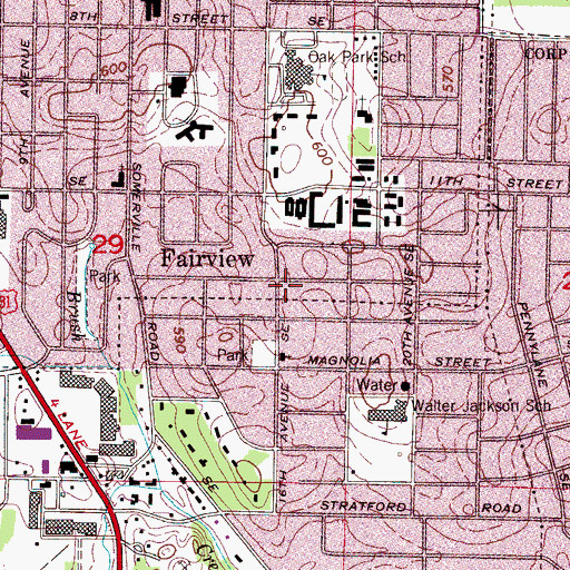 Topographic Map of Decatur Fire and Rescue Station 3, AL
