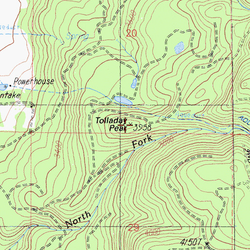 Topographic Map of Tolladay Peak, CA