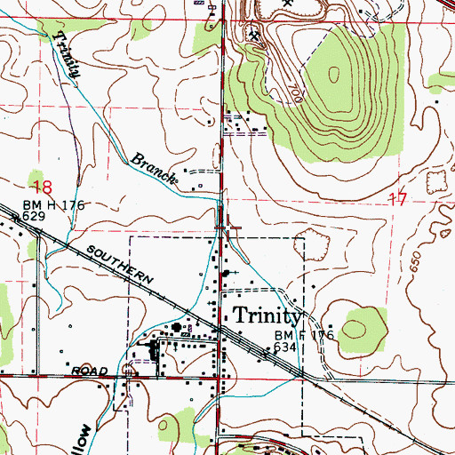 Topographic Map of Trinity Fire Department Station 1, AL